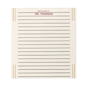 Unique Teacher Lined Paper From The Desk Of  Notepad