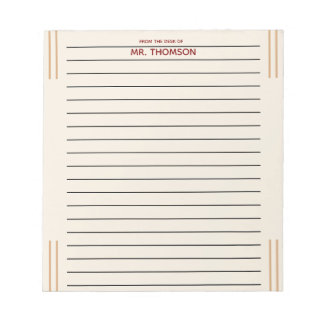 Unique Teacher Lined Paper From The Desk Of Notepad