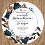Unique Teal Beige Roses Bat Mitzvah Invitation<br><div class="desc">These circular teal & beige rose Bat Mitzvah invitations have beautiful envelopes,  return-address labels,  and party favours. These elegant teal rose batmitzvah invitations are easy to personalise,  and other sizes and shapes are available.  A part of the teal,  burgundy,  wine rose Bat Mitzvah invitation collection.</div>
