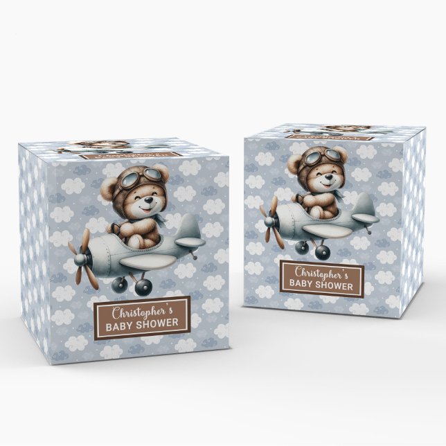 Unique Teddy Bear Pilot Shower Baby Favour Box (Unique Teddy Bear Pilot Shower Baby Favor Box)