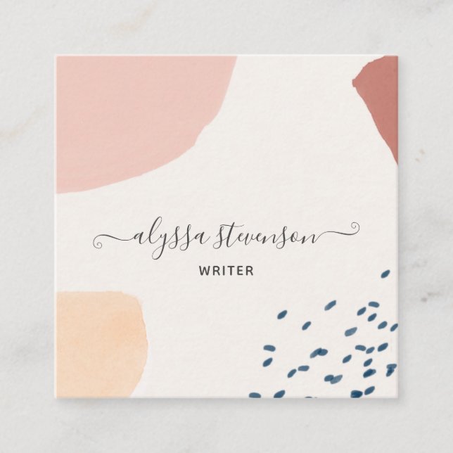 Unique Terracotta Earthy Modern Boho Square Square Business Card (Front)