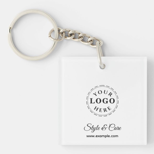 Unique Text Logo Brand Stylish Custom Keychain (Front)