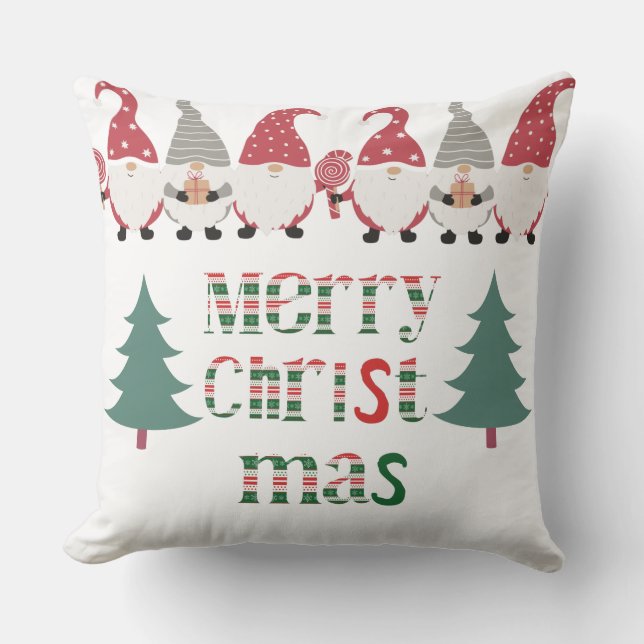 Unique text Santa with trees red green and white   Cushion (Front)