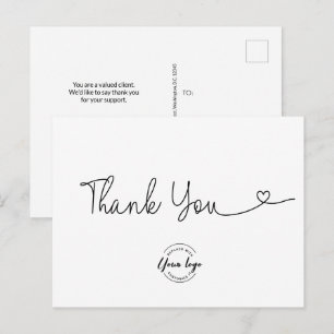 Unique Thank you Heart script Business logo Postcard