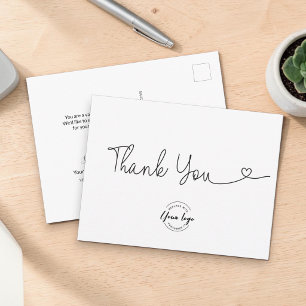 Unique Thank you Heart script Business logo Postcard