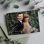 unique thank you lettering wedding card<br><div class="desc">hand written script typography design with a lovely image of the newlyweds,  the image and text can be personalised.</div>
