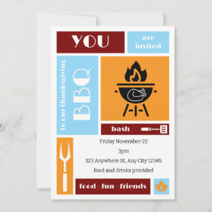 Unique Thanksgiving BBQ Invitation