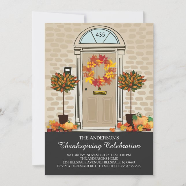 Unique Thanksgiving Celebration Dinner Party Invitation (Front)