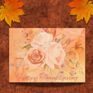 Unique Thanksgiving Floral Greeting Holiday Postcard