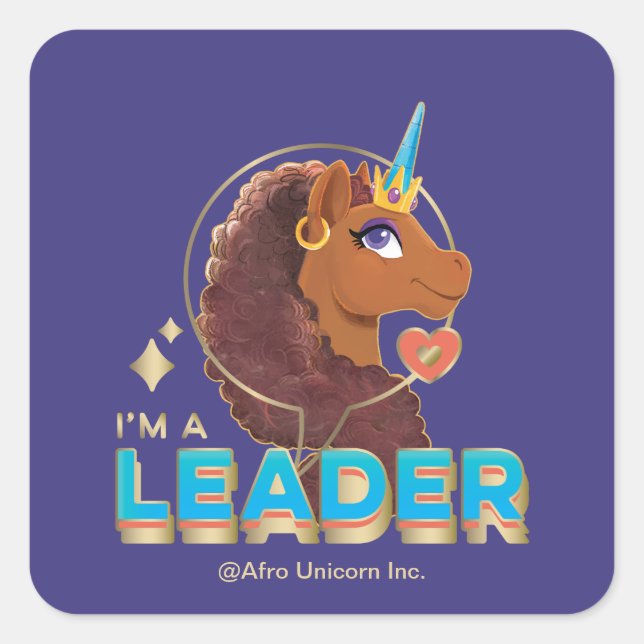 Unique the Unicorn “I’m a Leader” Design Square Sticker (Front)