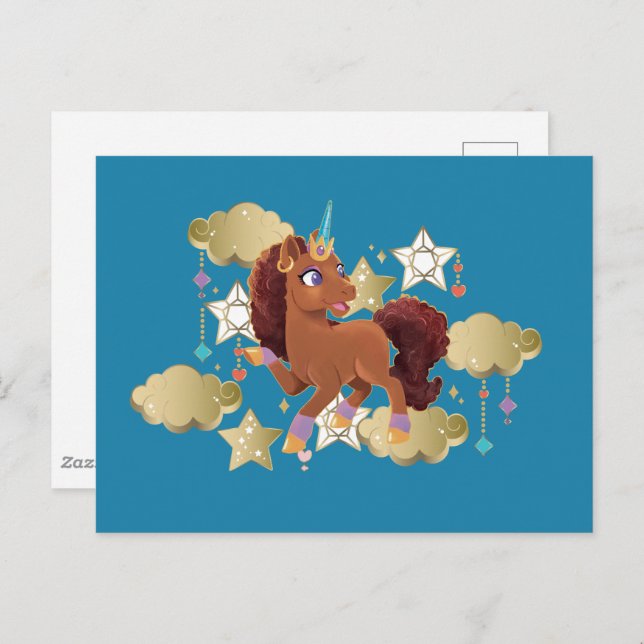 Unique the Unicorn Stars & Clouds Postcard (Front/Back)
