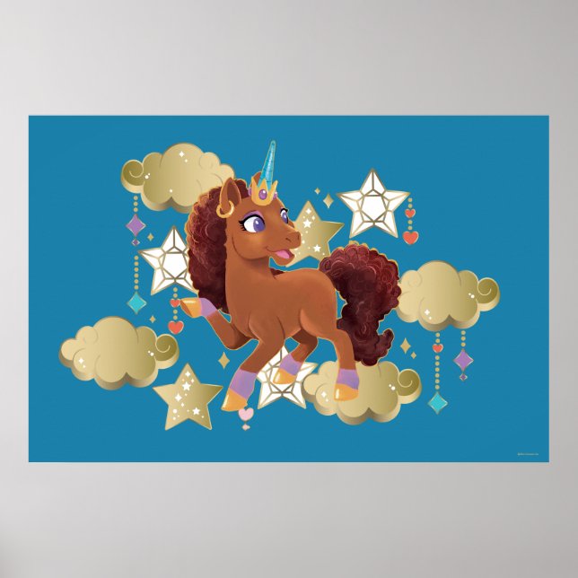 Unique the Unicorn Stars & Clouds Poster (Front)