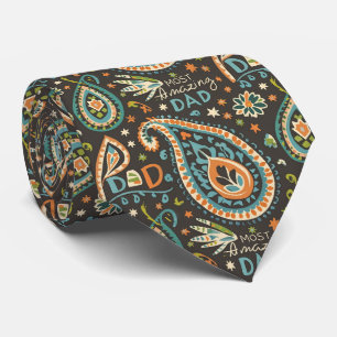 Unique traditional paisley Most Amazing Dad text Tie