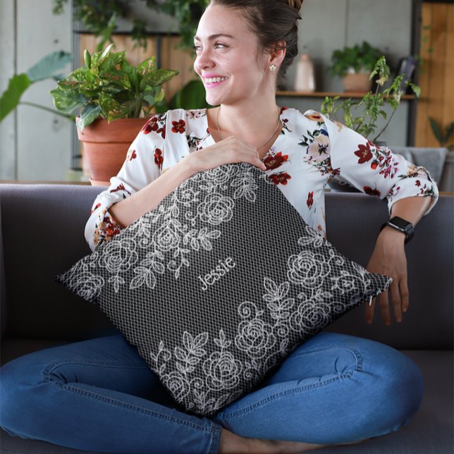 Unique Transparent Faux Floral Lace Personalised Cushion (Creator Uploaded)