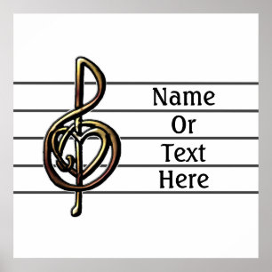 Unique Treble Clef Music Staff Personalizable Poster