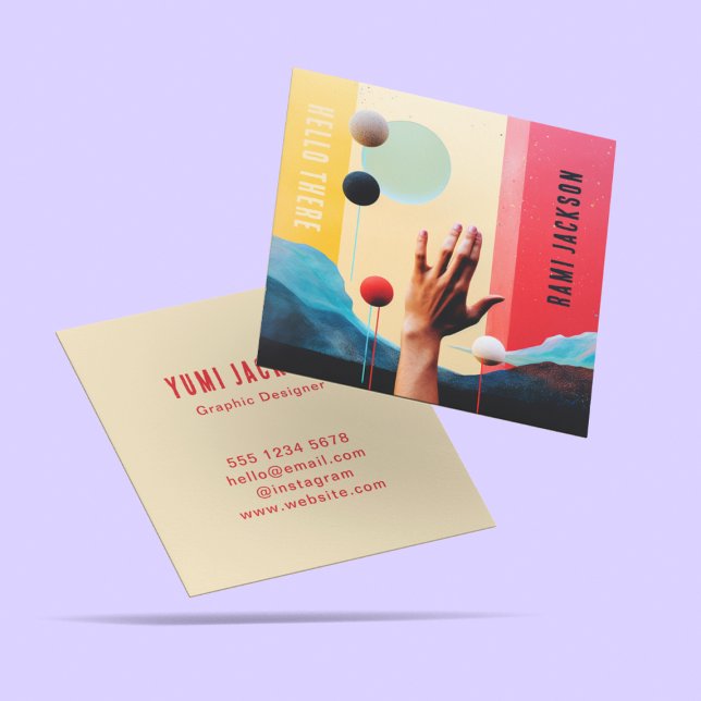 Unique Trendy Colourful Abstract Artistic Bold Square Business Card (Creator Uploaded)
