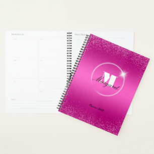 Unique Trendy Glitter Glam Luxury Girly Monogram Planner