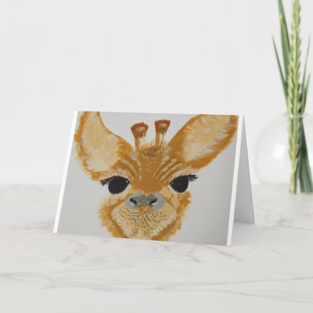 Unique Trendy Modern Eye Catching design Giraffe Holiday Card (Front)