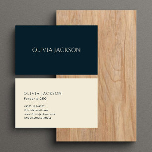 Unique Trendy Navy Blue Clean Typography Script Business Card