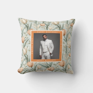 Unique Tulip Flower Happy Birthday Cushion