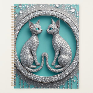 Unique Twin Crystal Cat Ornament Jewellery Sculptu Planner