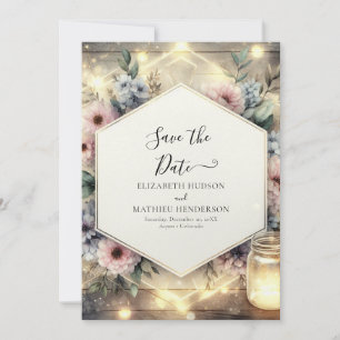 Unique Typography Mason Jar Wedding Save The Date