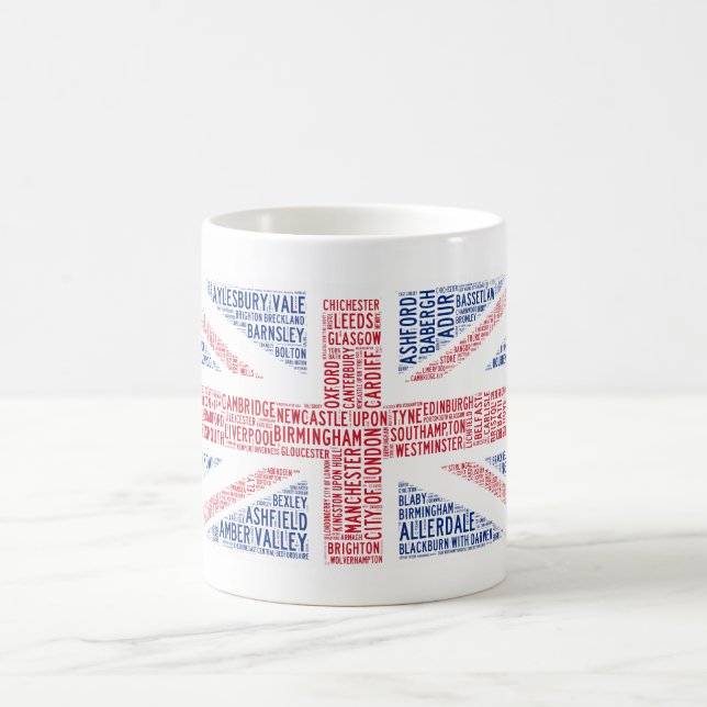Unique "Union Jack" typographic design Coffee Mug (Center)