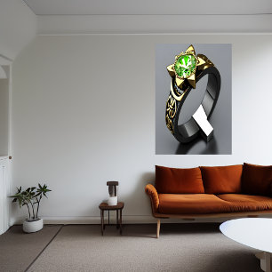 Unique uranium gems stone ring   AI Art  Poster