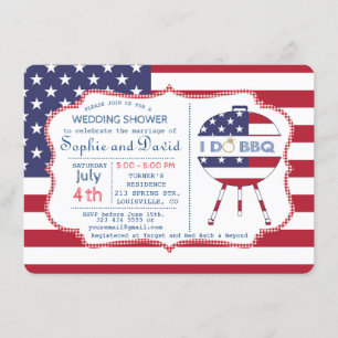Unique USA flag 4th of July Party I DO BBQ Invite