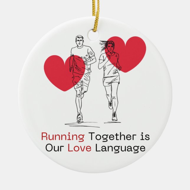 Unique Valentine’s Day Keepsake couple runner gift Ceramic Tree Decoration (Front)
