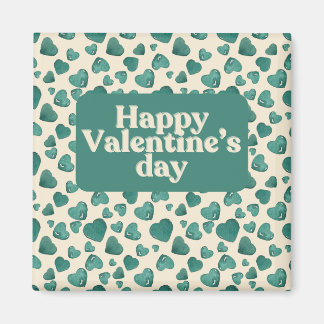 Unique Valentine's Day Card Hand-Painted Green Magnet