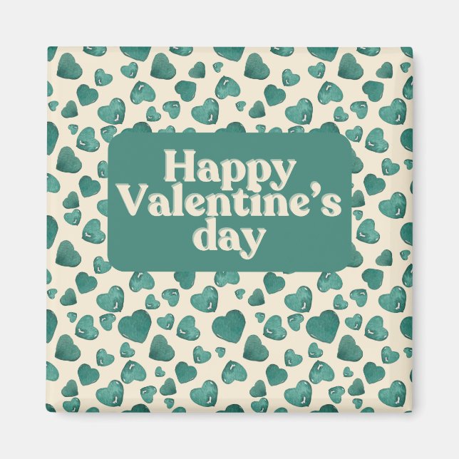 Unique Valentine's Day Card  Hand-Painted Green  Magnet (Front)