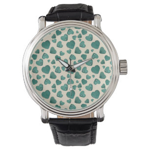 Unique Valentine's Day Card Hand-Painted Green Watch