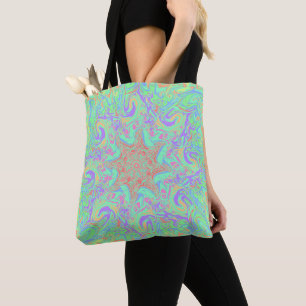 Unique vibrant mandala in pastel colours tote bag