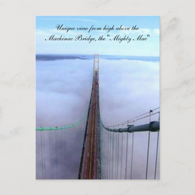 Unique View From Above the Mackinac Bridge Postcard (Front)