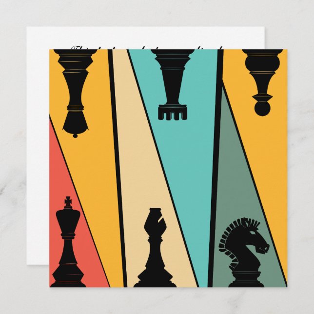 Unique Vintage Chess Pieces Sunset Flat Card (Front/Back)