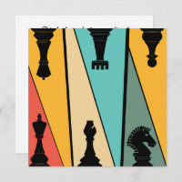 Unique Vintage Chess Pieces Sunset Flat Card