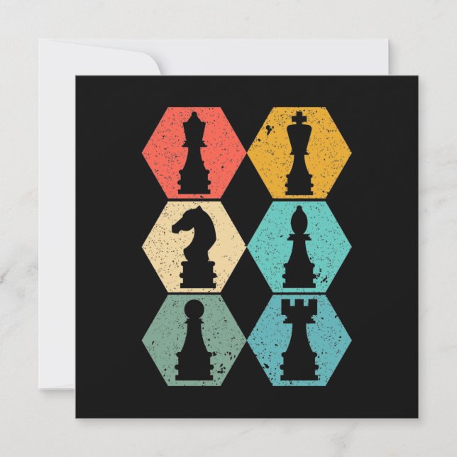Unique Vintage Chess Pieces Sunset Greeting Card (Front)