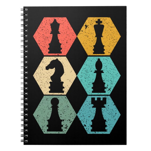 Unique Vintage Chess Pieces Sunset Notebook (Front)