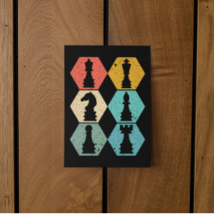 Unique Vintage Chess Pieces Sunset Postcard