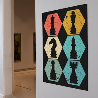 Unique Vintage Chess Pieces Sunset Poster