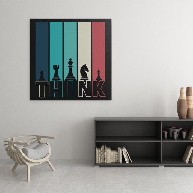 Unique Vintage Chess Pieces Think Colourful Poster (vintage chess square poster)