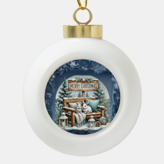 Unique vintage Christmas Scenery Paper Plates Ceramic Ball Christmas Ornament