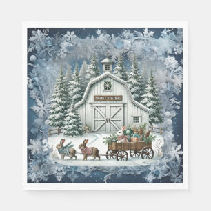 Unique vintage Christmas Scenery Paper Plates Napkin