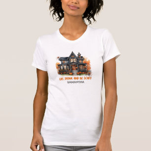 Unique vintage classic Halloween haunted house T-Shirt