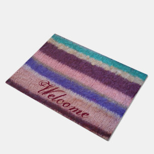 unique vintage fun clorful knitted stripes doormat