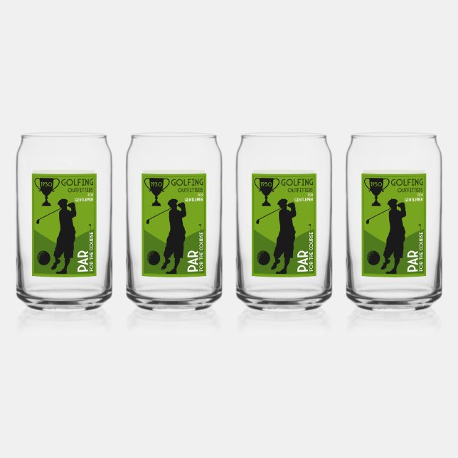 Unique Vintage Golf Gift Can Glass (Front)