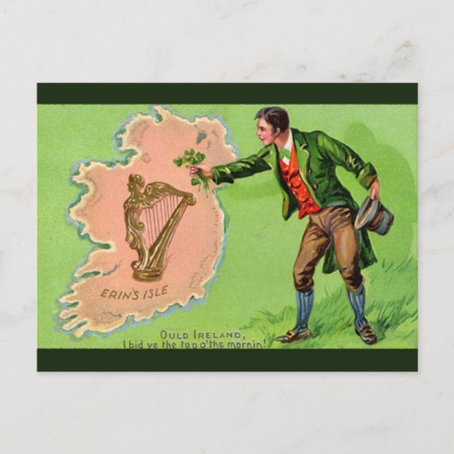 Unique vintage illustration - Erin's Isle Postcard (Front)