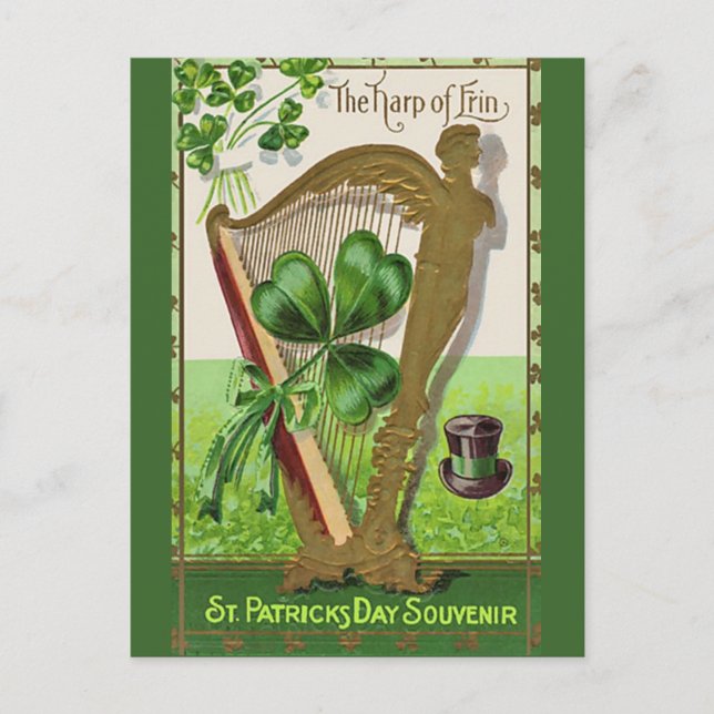 Unique vintage illustration - The Harp of Erin Postcard (Front)