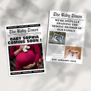 Unique vintage newspaper baby shower invitation